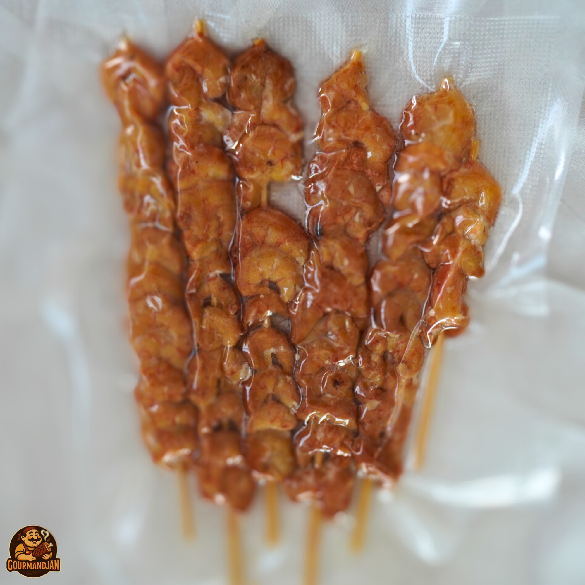 Копчёные креветки на шпажке (~250 г) Горячее копчение